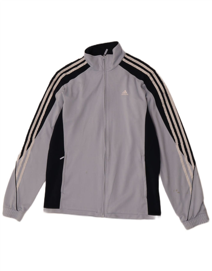 Adidas Męska bluza dresowa UK 40/42 Średni szary poliester z blokami kolorów