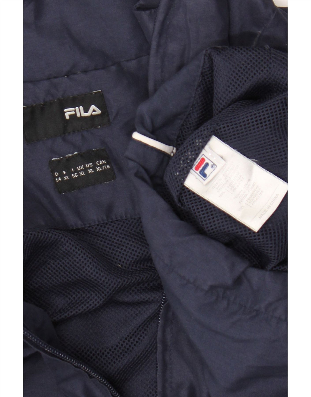 Męska kurtka przeciwdeszczowa Fila Graphic UK 42 XL, poliester w granatowe paski