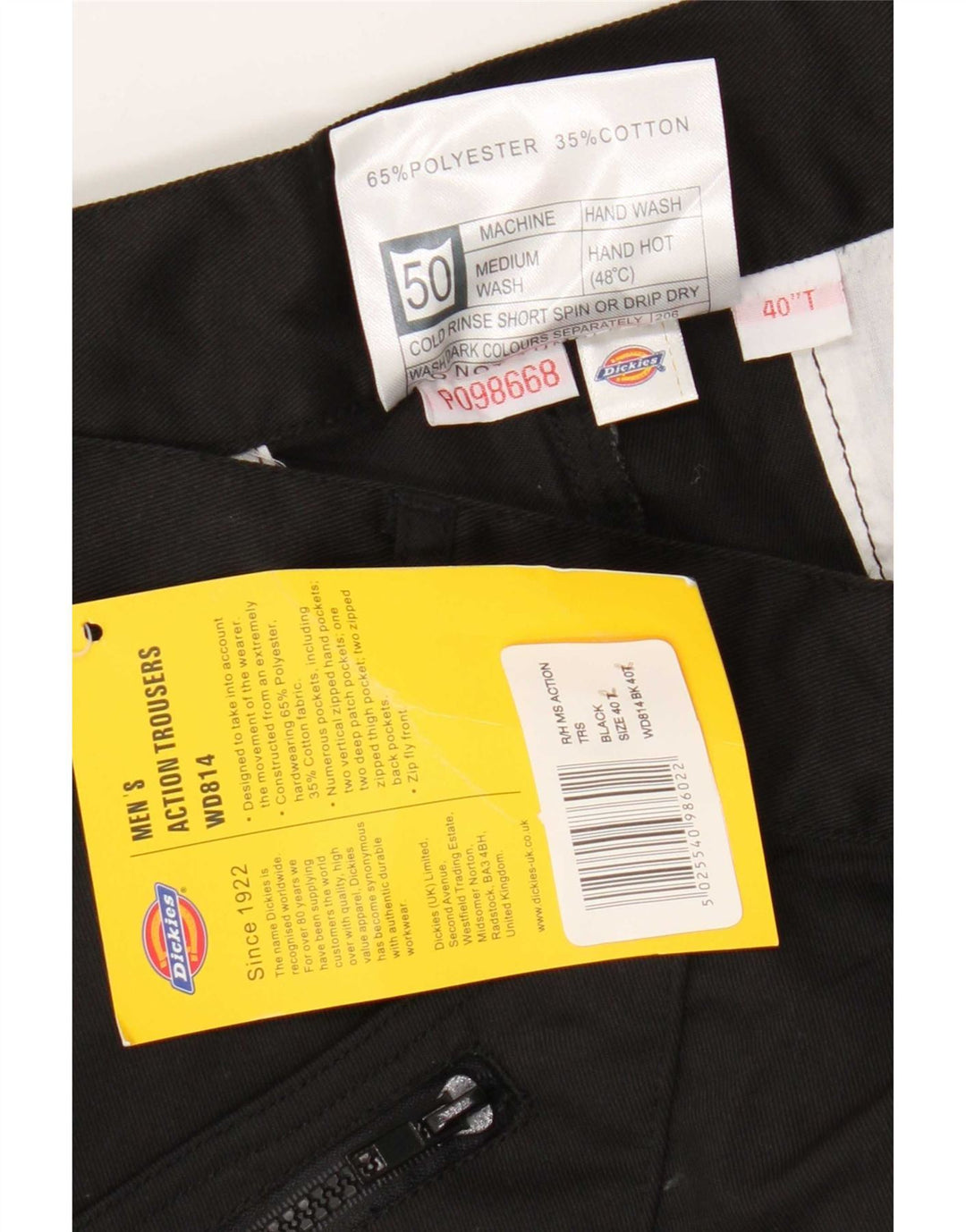 Męskie proste spodnie cargo Dickies W40 L30 Czarny poliester