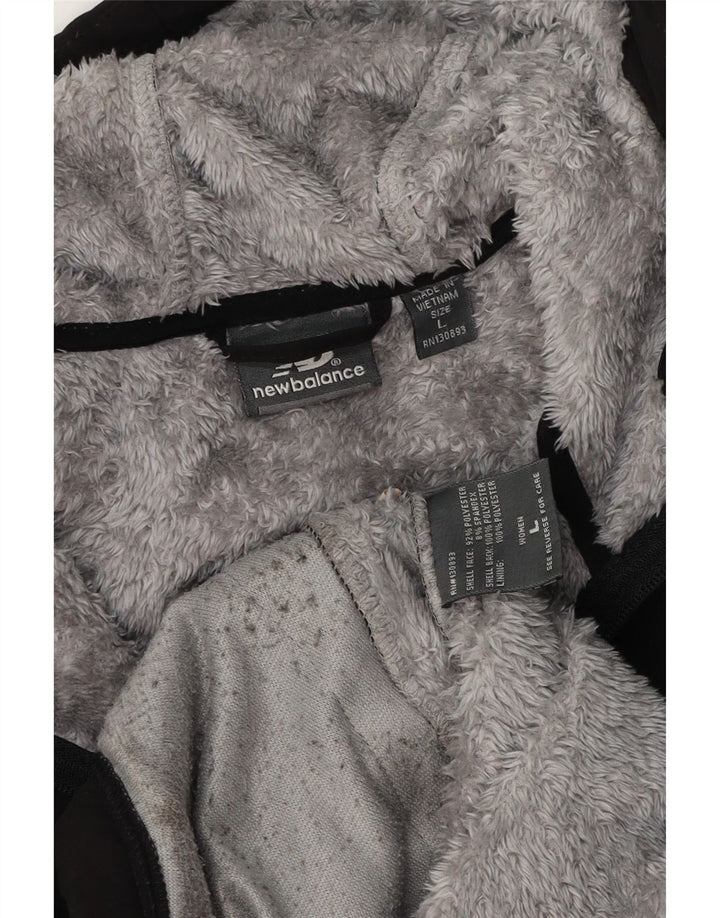 Damska kurtka New Balance Sherpa Parka z kapturem UK 16, duża, czarna, poliestrowa