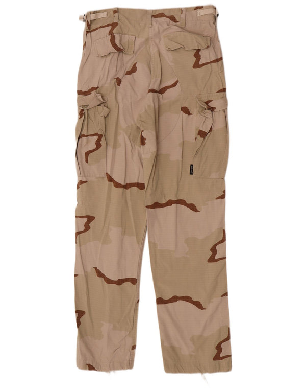 Vintage Mens Straight Cargo Trousers Small W30 L30 Beige Camouflage