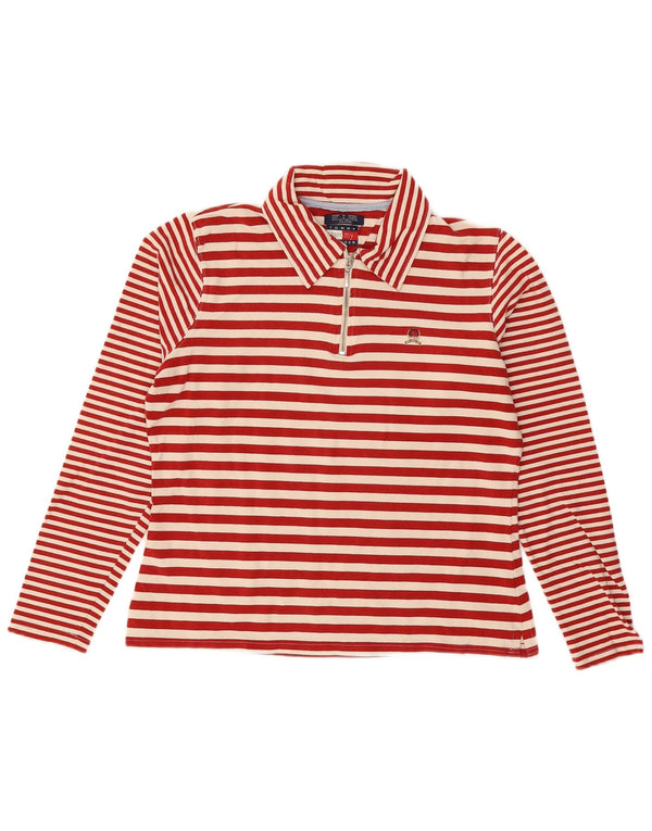 Damska koszulka polo z długim rękawem TOMMY HILFIGER UK 18 XL, bawełniana w czerwone paski