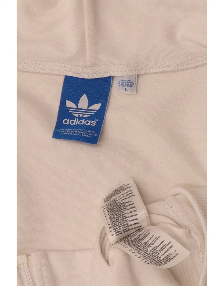 Adidas Męski sweter z kapturem i zamkiem błyskawicznym, duży, biały poliester