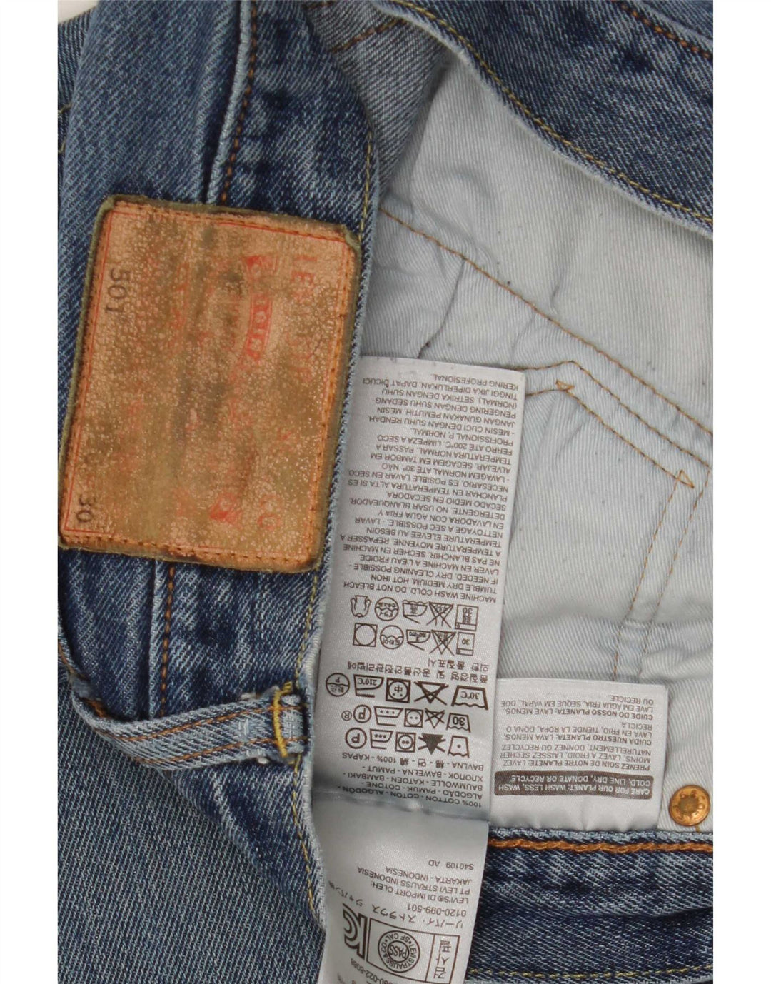 Męskie jeansy Levi's 501 Straight W30 L30 Niebieskie bawełniane