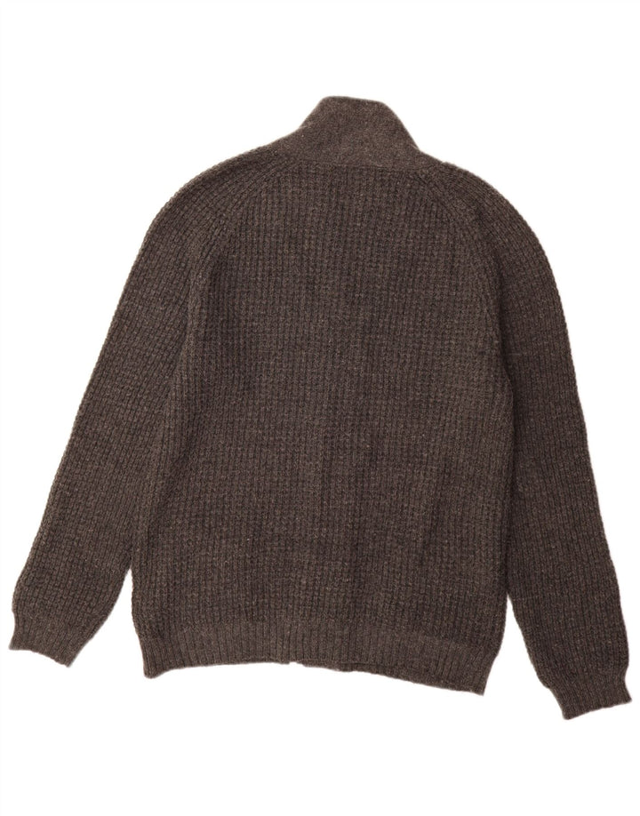 Marks & Spencer Męski sweter rozpinany z autografem, średniej szarości, wełniany