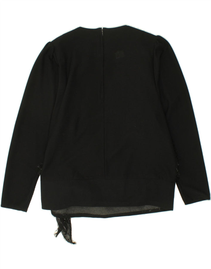 VINTAGE Womens Blouse Top UK 12 Medium Black Polyester Vintage Vintage and Second-Hand Vintage from Messina Hembry 