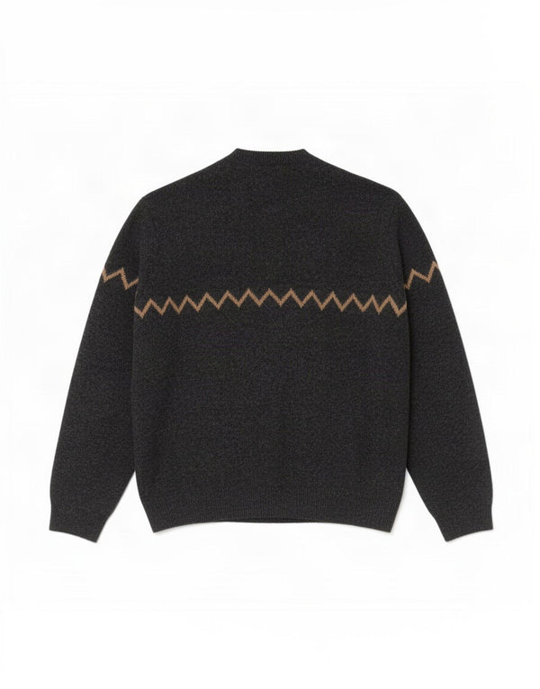 Męski sweter z okrągłym dekoltem Hugo Boss IT 50 Średnioszary, geometryczny wełniany