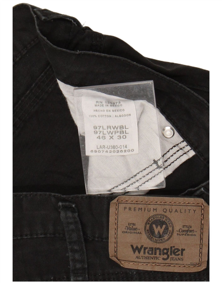 Męskie proste jeansy WRANGLER W46 L30, czarne, bawełniane