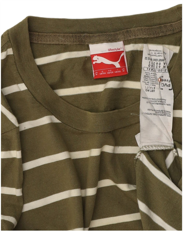 Męska koszulka Puma Top, bawełniana w paski w kolorze khaki