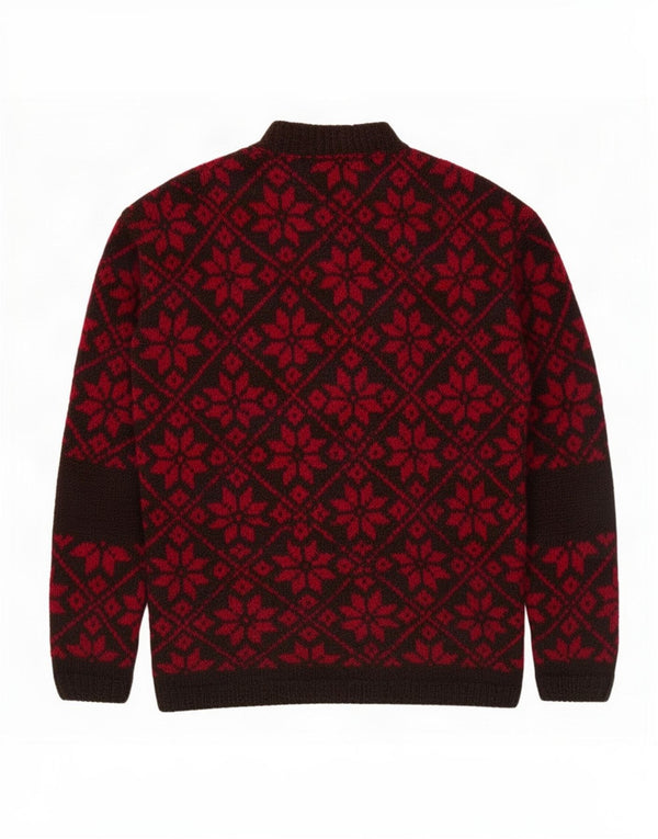 Sweter damski w stylu vintage z golfem UK 16 Large Red Fair Isle