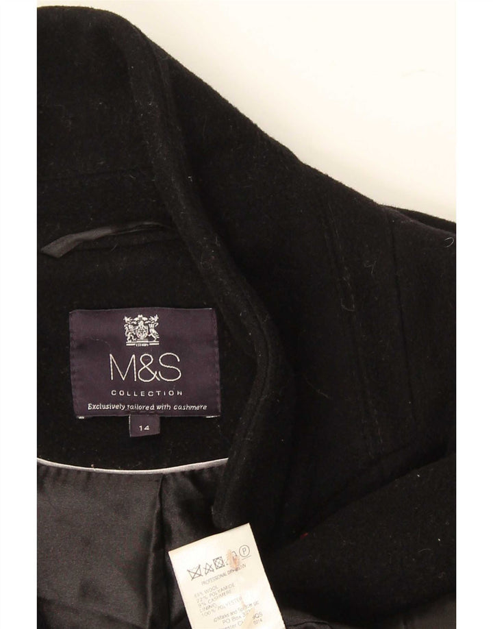 Marks & Spencer Płaszcz damski UK 14, duży, czarny, wełniany