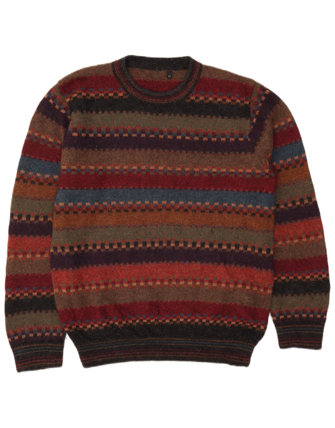 Vintage męski sweter z okrągłym dekoltem IT 52, duże, wielokolorowe paski