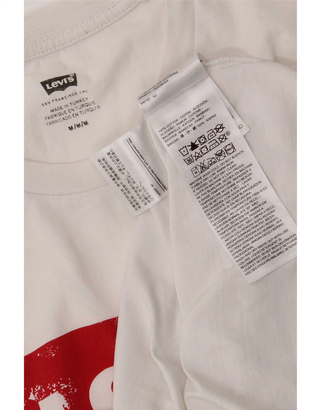 Męska koszulka z grafiką Levi's, średnia, biała bawełna