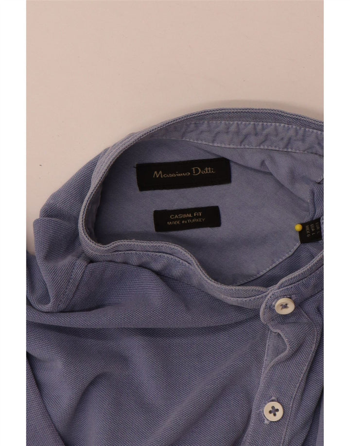 Męska koszulka polo Massimo Dutti o swobodnym kroju, duża niebieska
