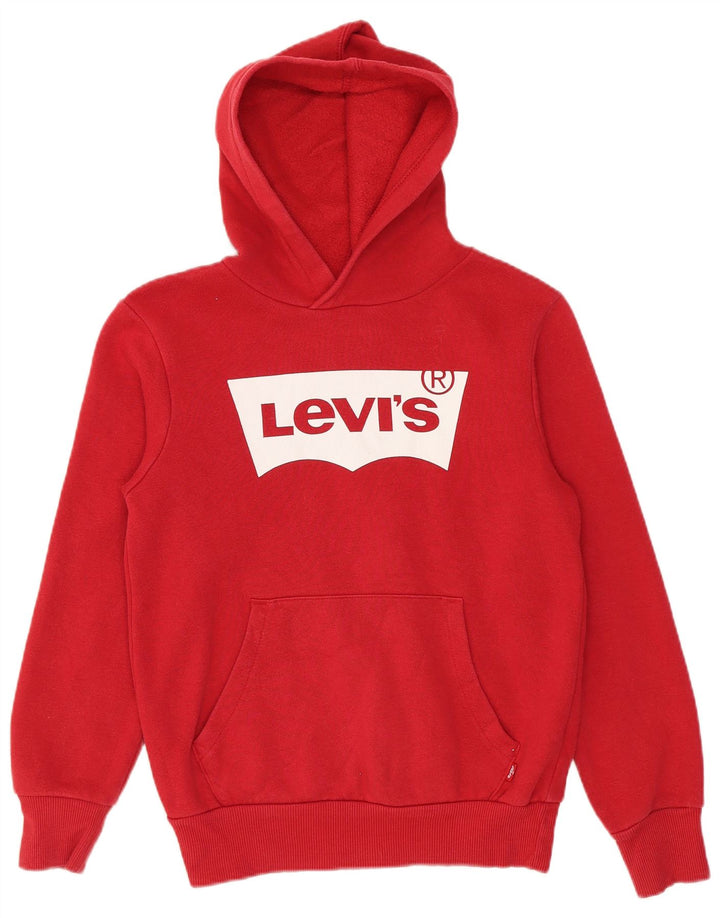 Chłopięcy sweter z kapturem Levi's z grafiką 9-10 lat, czerwony, bawełniany