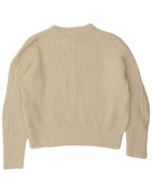 Marks & Spencer Damski sweter z dekoltem w łódkę, UK 16, duży, beżowy poliester
