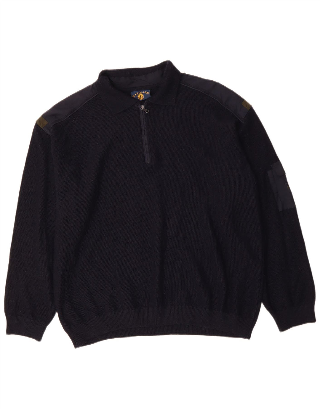 Męski sweter polo NAVIGARE z zamkiem błyskawicznym, 2XL, granatowa, wełna merynosowa