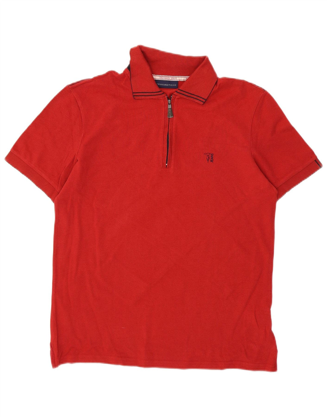 TRUSSARDI Mens Polo Shirt Medium Red Cotton