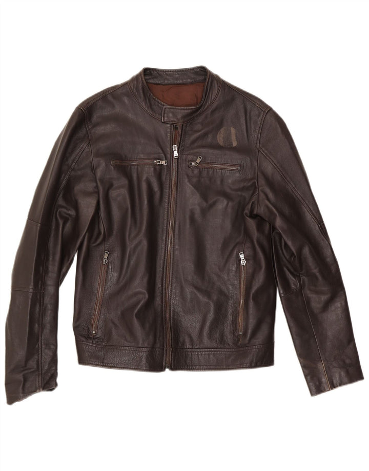 Vintage męska kurtka skórzana UK 38 średni brąz
