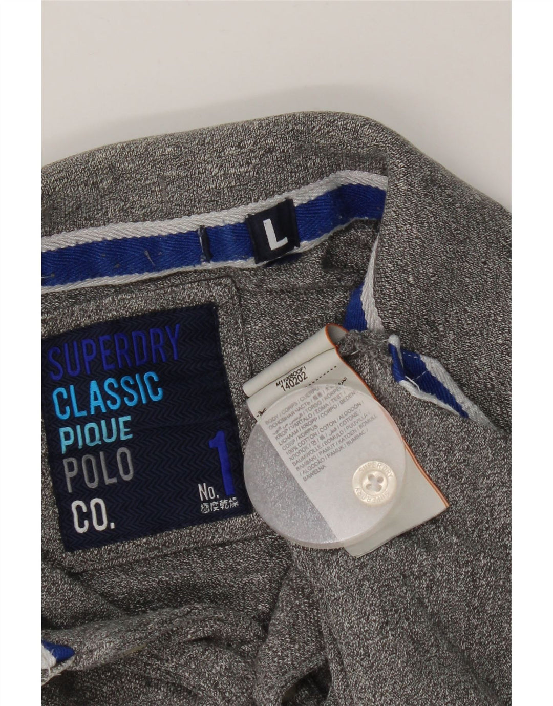 Męska koszulka polo Superdry, duża, szara, bawełniana w plamki