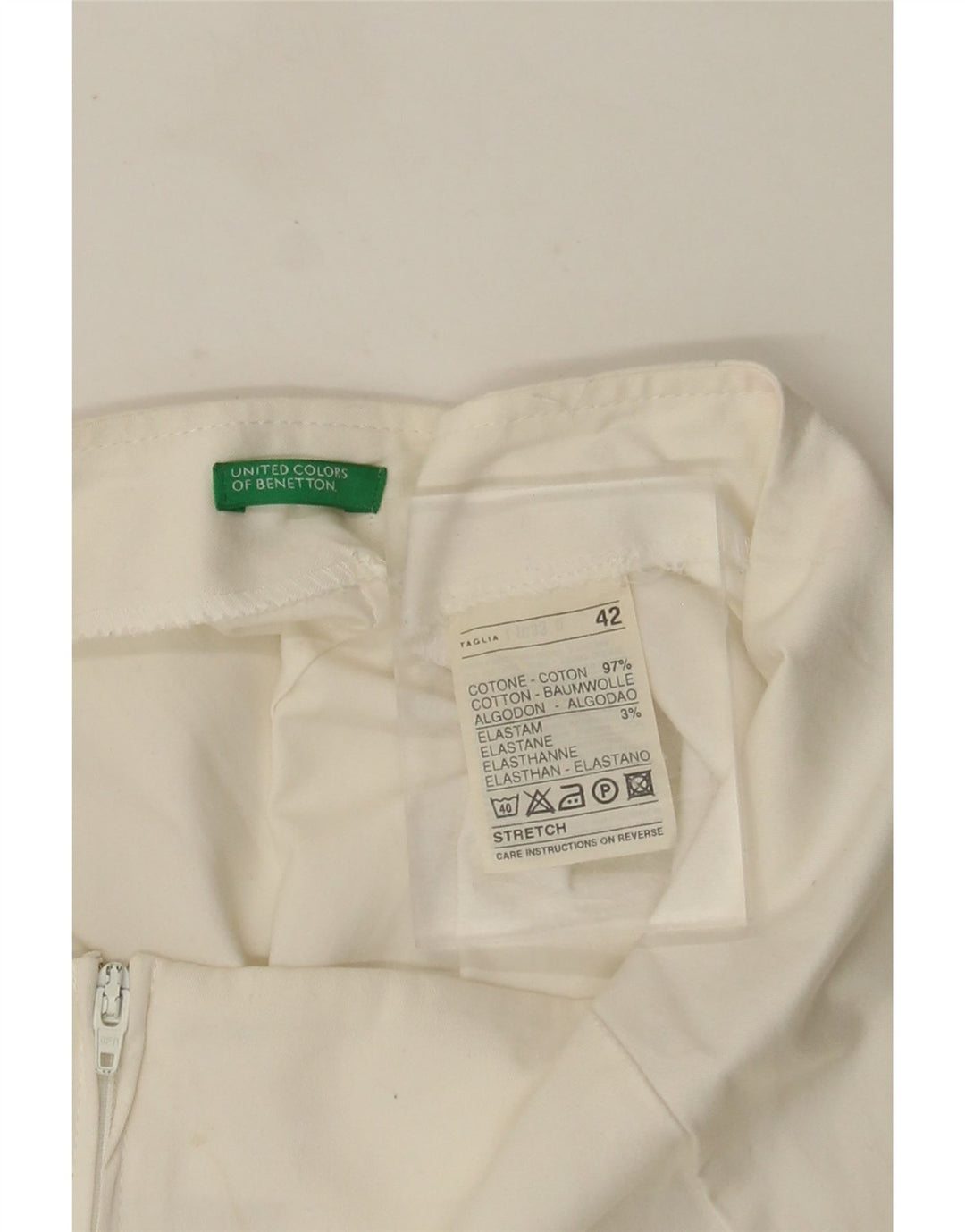 Spódnica damska Benetton w kształcie litery A IT 42 Medium W28 Biała bawełna