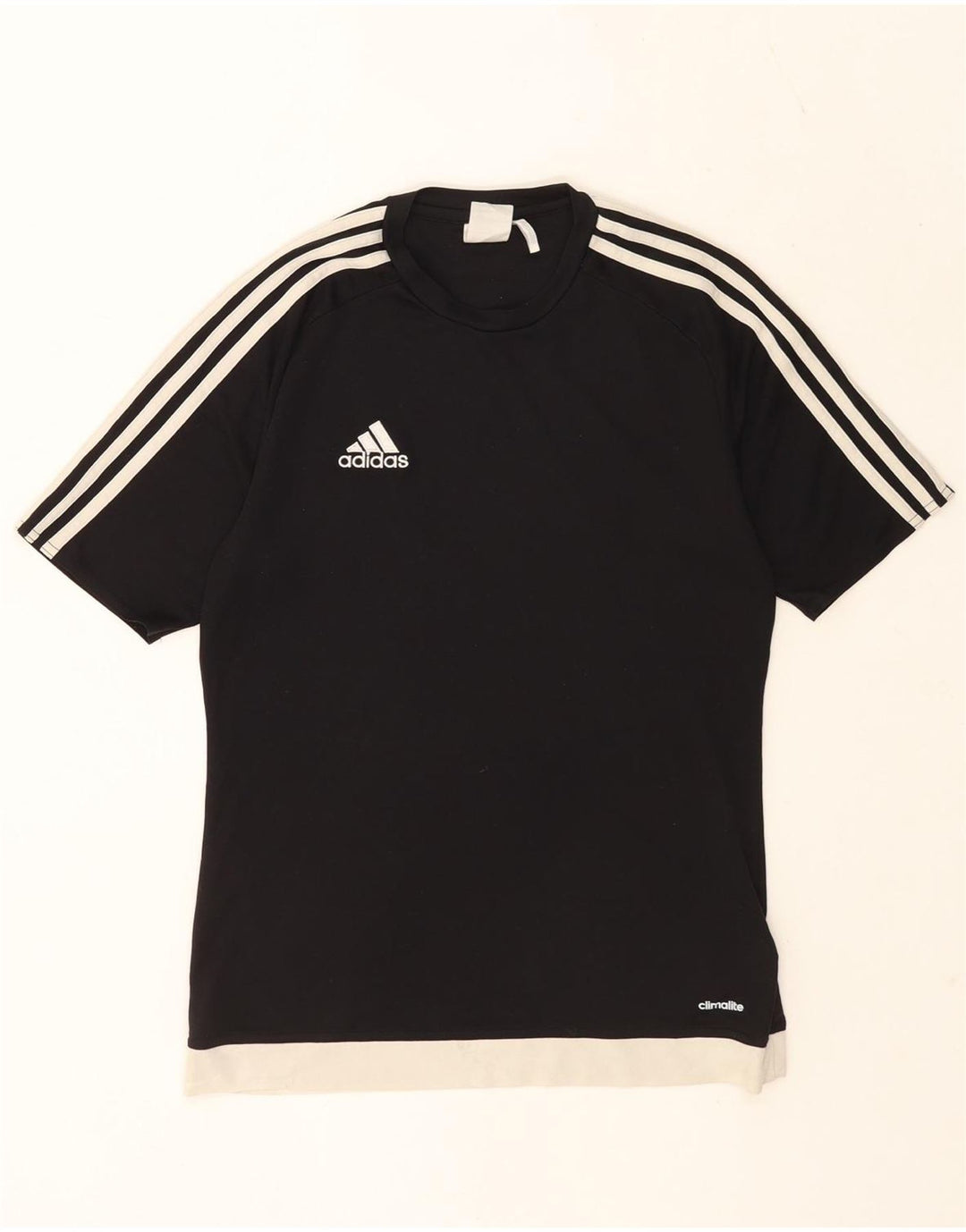 Męski T-shirt ADIDAS Climalite, mały, czarny poliester z blokami kolorów