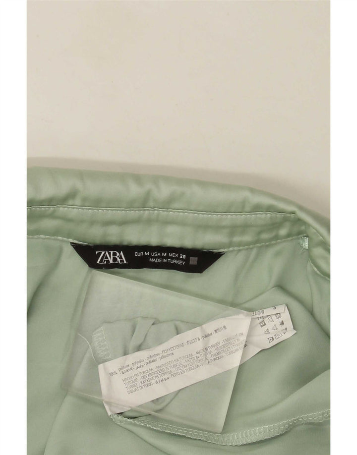 Damska bluzka koszulowa oversize Zara UK 14, średni zielony poliester