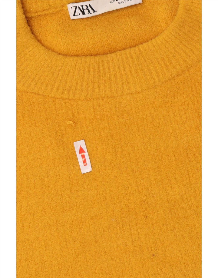 Sweter damski Zara z okrągłym dekoltem UK 14, średni żółty nylon
