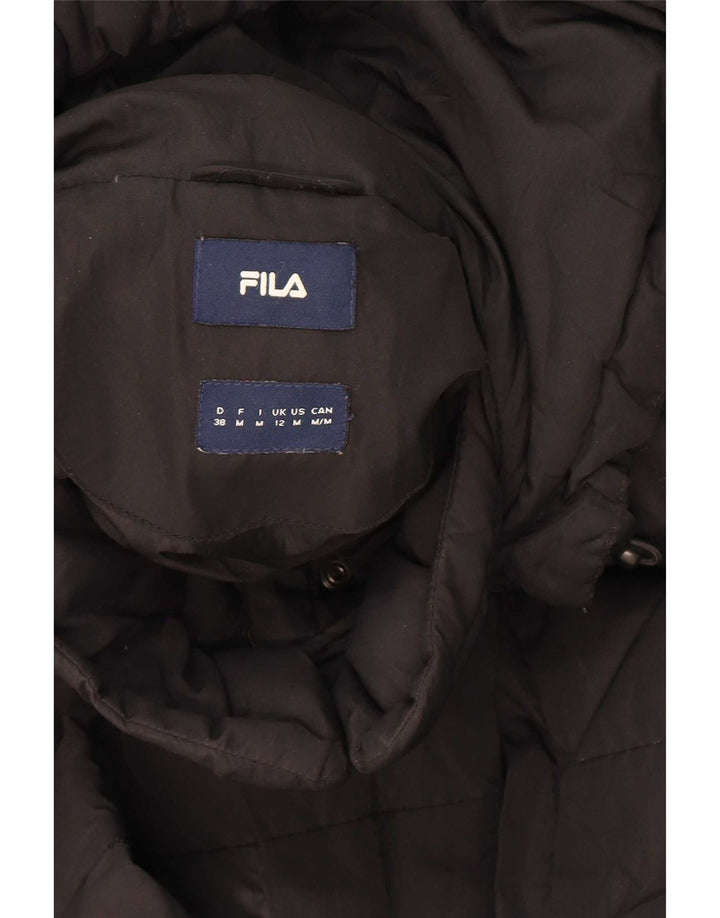 Damski ocieplany płaszcz z kapturem Fila UK 12, średni czarny poliester
