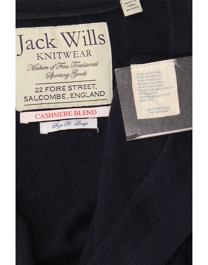 JACK WILLS Damski sweter rozpinany UK 18 XL Granatowa wełna owcza