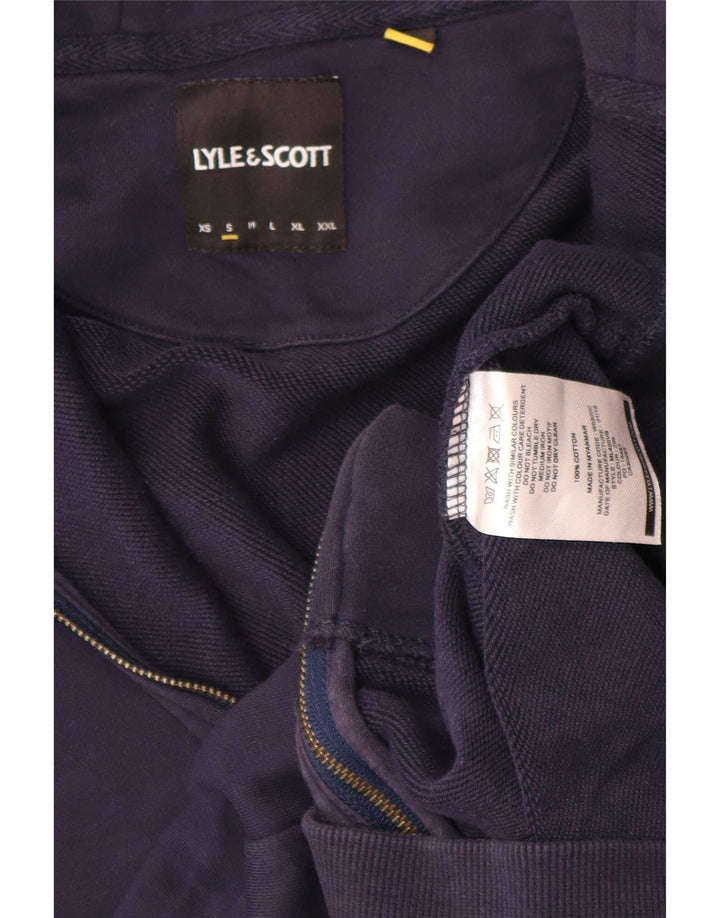 Męski sweter z kapturem i zamkiem błyskawicznym Lyle & Scott, mały, granatowy, bawełniany