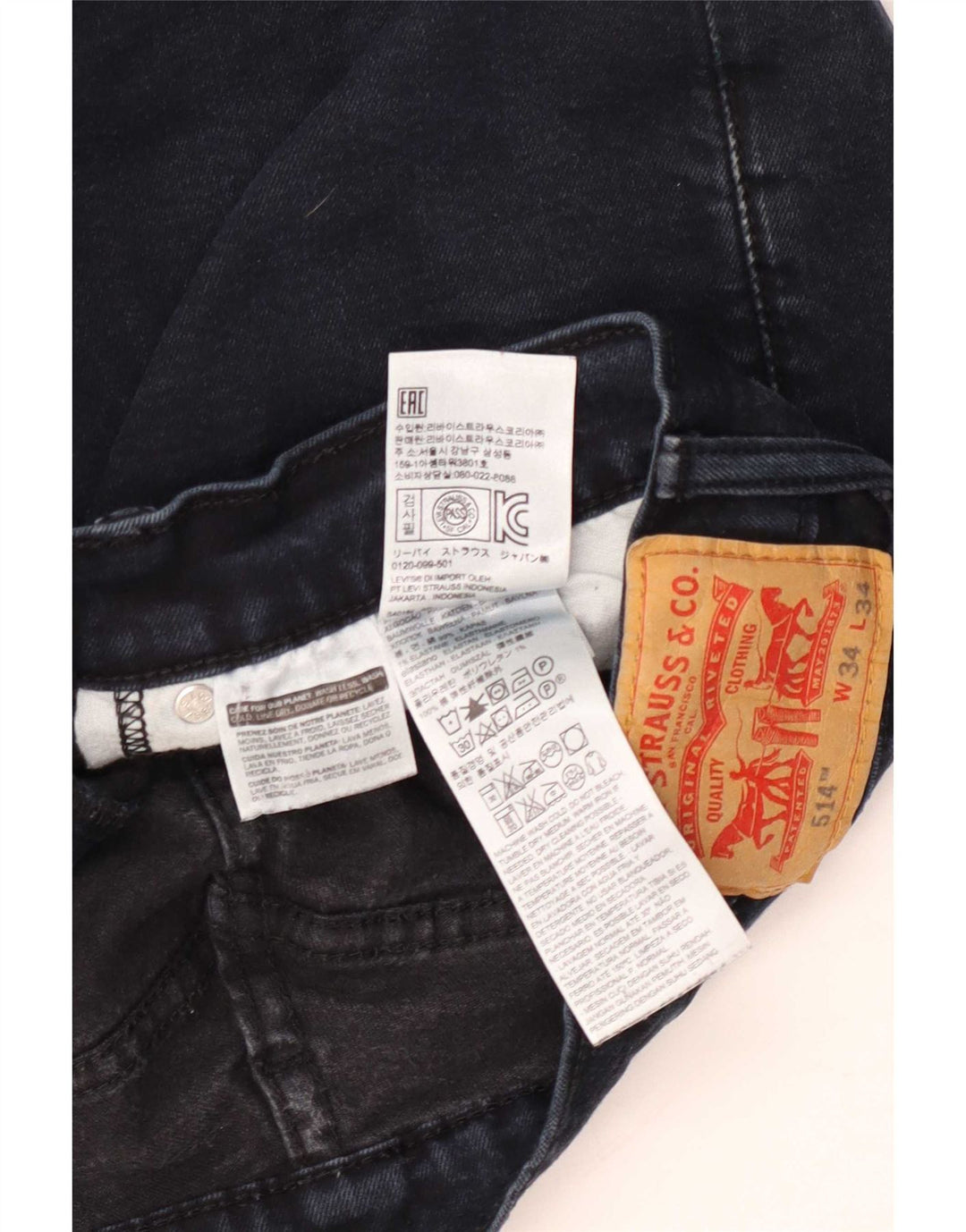 Męskie dżinsy Levi's 514 Straight W34 L34 Granatowa bawełna