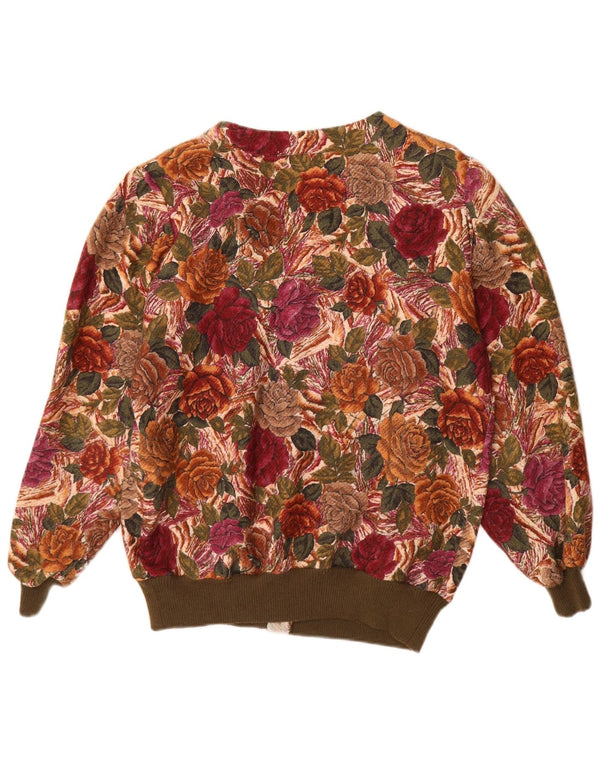 Sweter damski w stylu vintage, UK 14, duży, wielobarwny w kwiaty