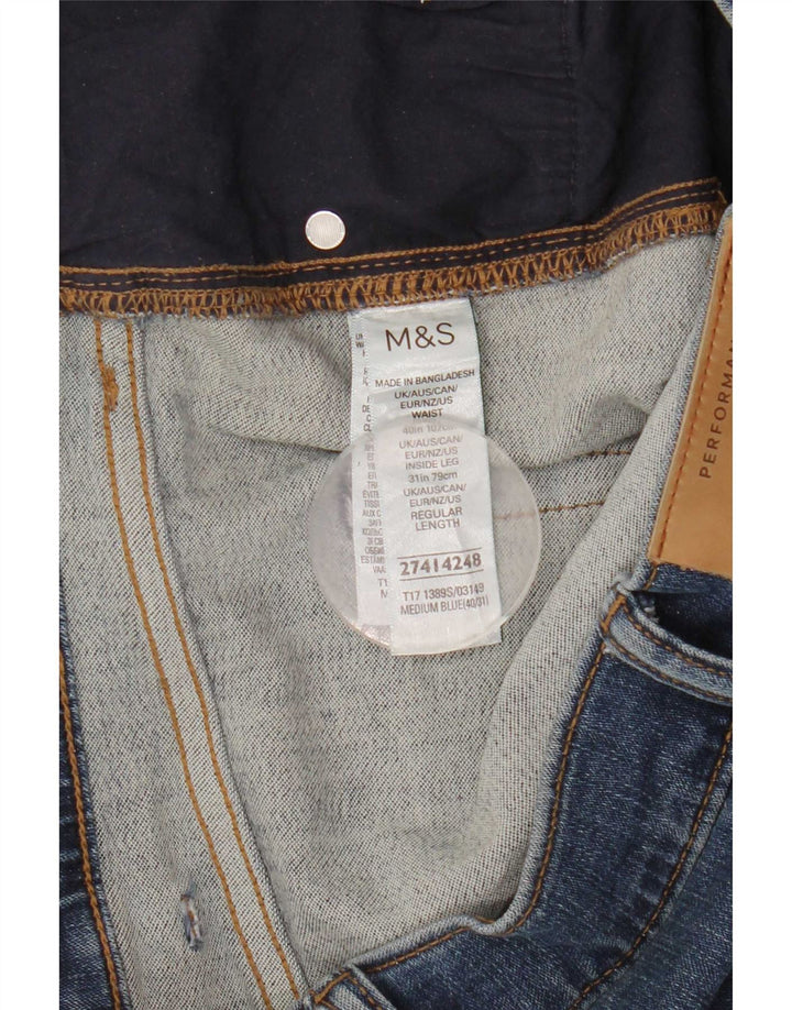 Marks & Spencer Męskie jeansy slim W40 L31 Niebieskie, bawełniane