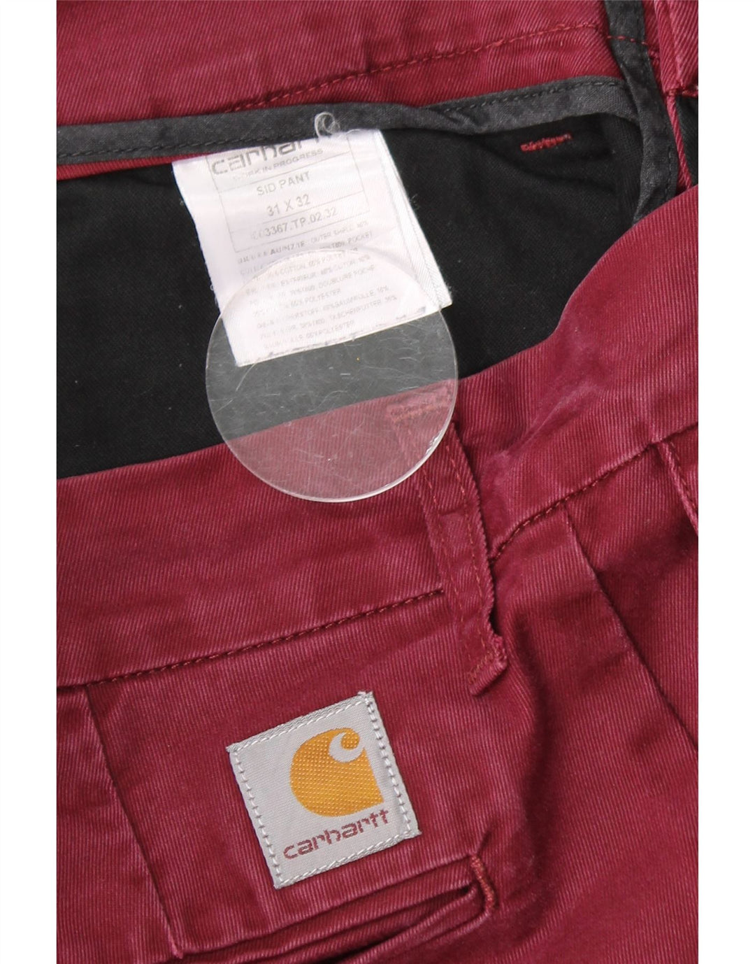 Damskie spodnie chino CARHARTT W31 L30 Burgundowa bawełna