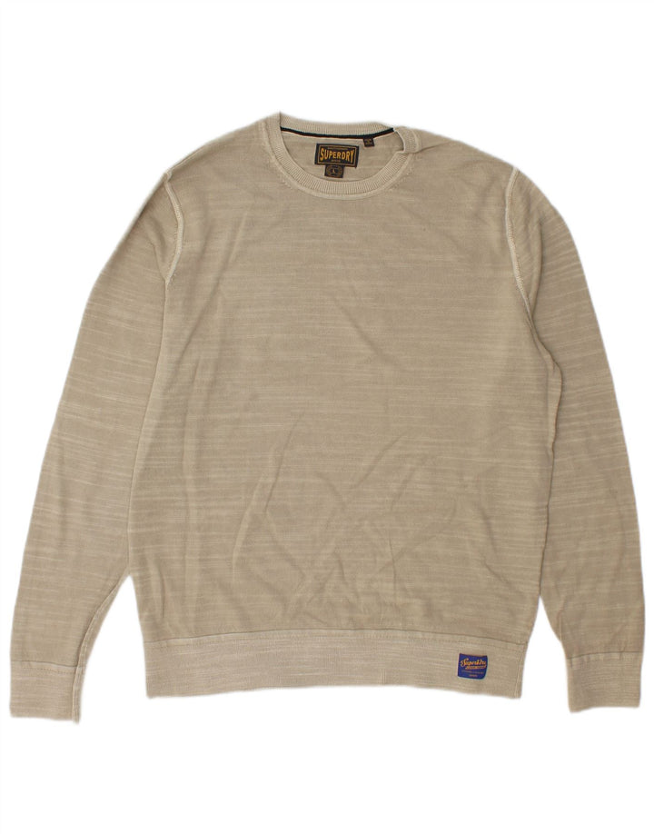 Męski sweter Superdry, duża, beżowa, bawełniana w paski