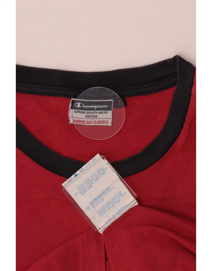 Męski T-shirt Champion z grafiką, duży, czerwony, bawełniany