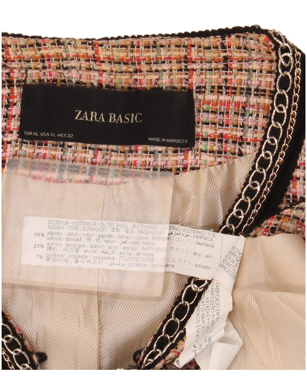 Damska marynarka Zara UK 18 XL, bawełniana różowa kratka