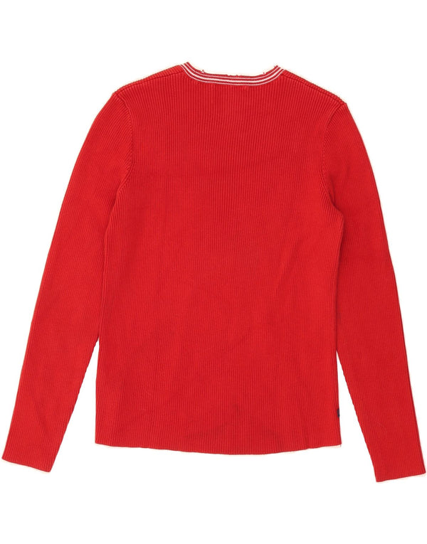 RALPH LAUREN Womens Crew Neck Jumper Sweater UK 12 Medium Red Cotton