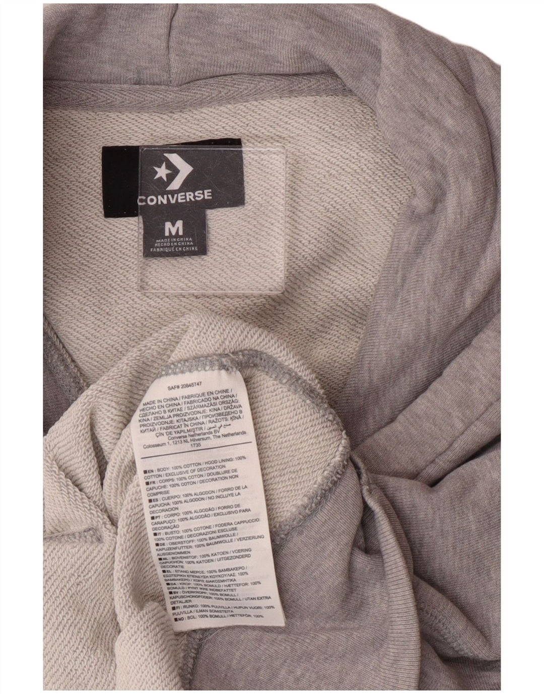 Damski sweter Converse Crop Oversize UK 14, średnioszary, bawełniany