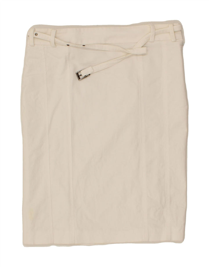 PATRIZIA PEPE Womens Straight Skirt IT 42 Medium W32  White Cotton Vintage Patrizia Pepe and Second-Hand Patrizia Pepe from Messina Hembry 