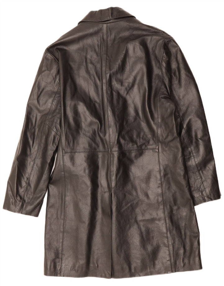 VINTAGE Męski płaszcz skórzany UK 36 Mała czarna skóra