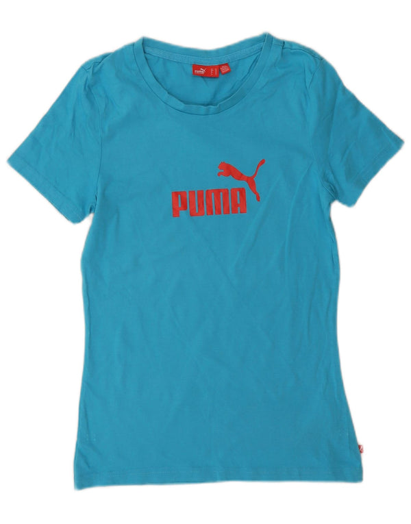 Damska koszulka z grafiką Puma Top UK 16, duża niebieska bawełna