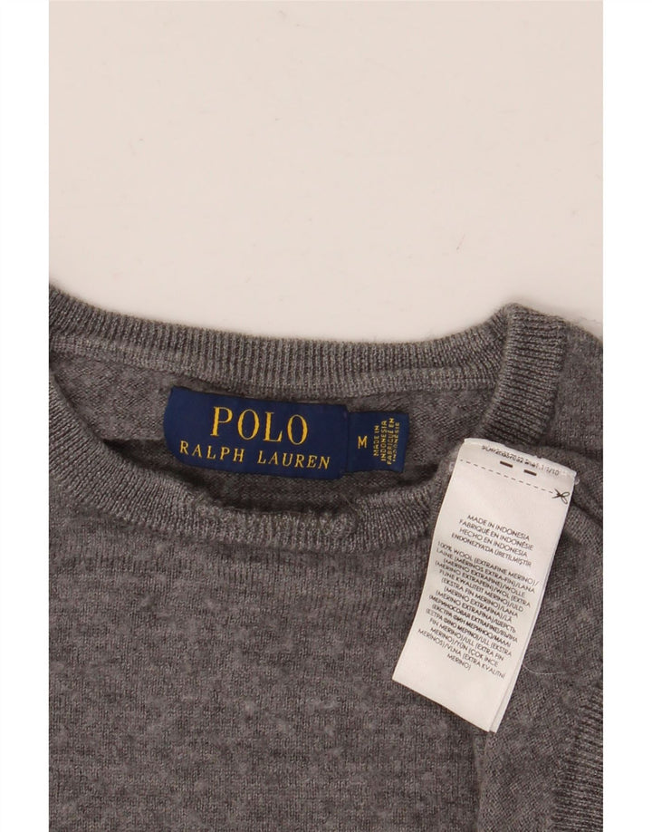 Męski sweter z okrągłym dekoltem Polo Ralph Lauren, średnioszary, wełniany