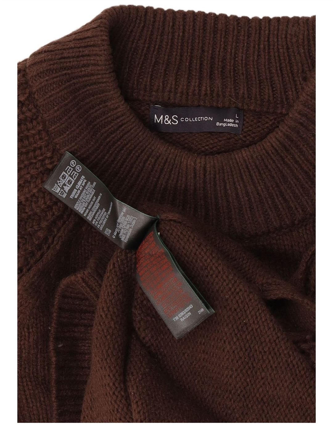 Marks & Spencer Męski sweter z golfem, duży, brązowy akryl