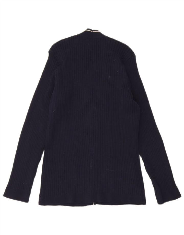 Sweter damski w stylu vintage, rozpinany UK 10, mały, granatowy