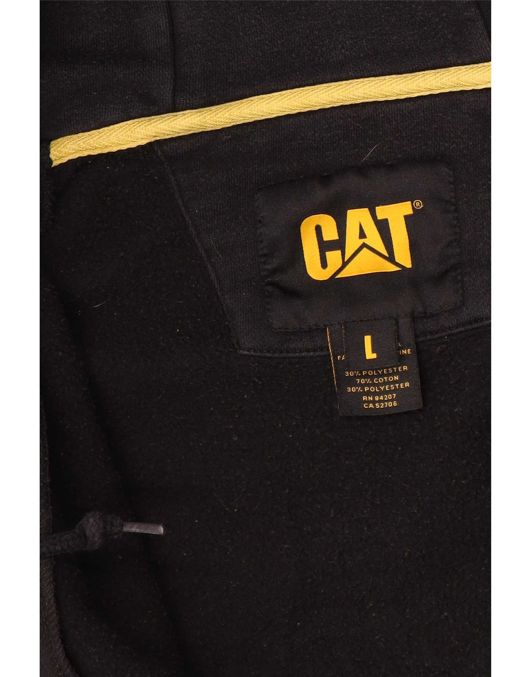 Męski sweter z kapturem i grafiką CAT, duży, czarny, bawełniany