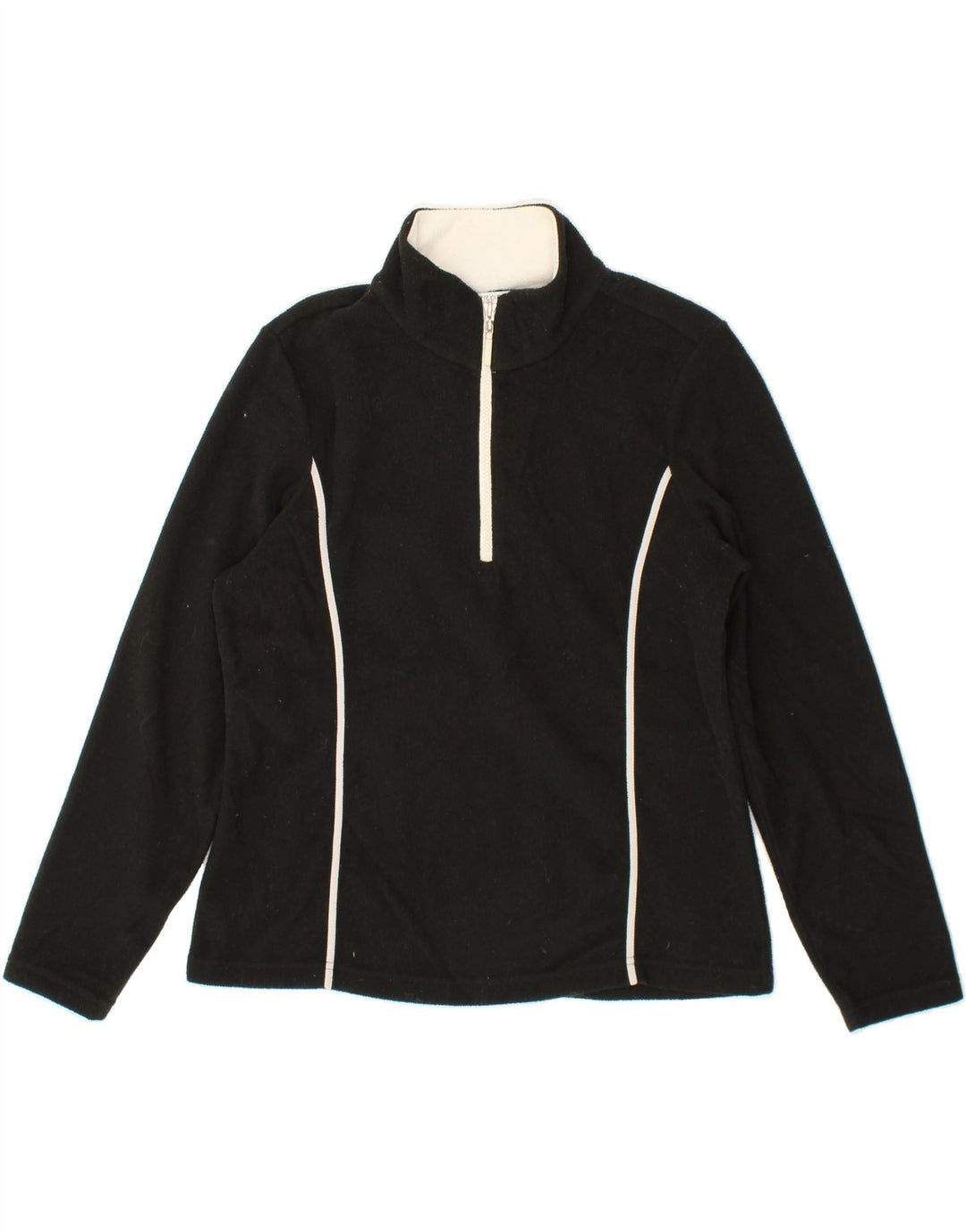 IZOD Womens Zip Neck Fleece Jumper UK 16 Large Black Polyester Vintage Izod and Second-Hand Izod from Messina Hembry 