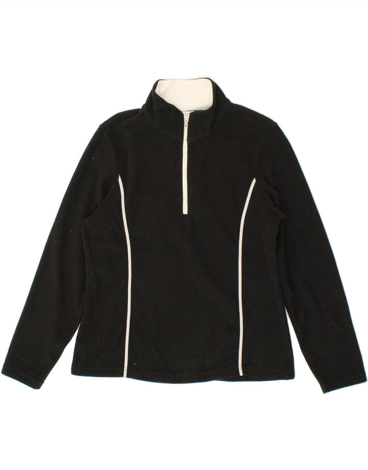 IZOD Womens Zip Neck Fleece Jumper UK 16 Large Black Polyester Vintage Izod and Second-Hand Izod from Messina Hembry 