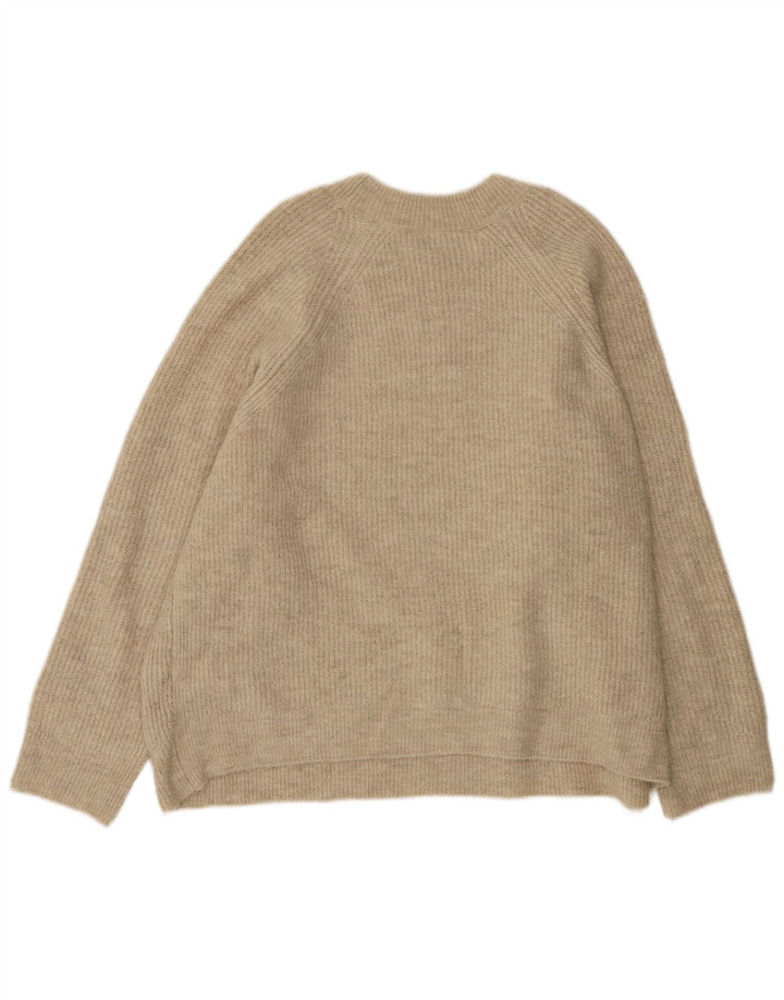 Damski sweter oversize Zara z okrągłym dekoltem UK 14, średni beż, akryl